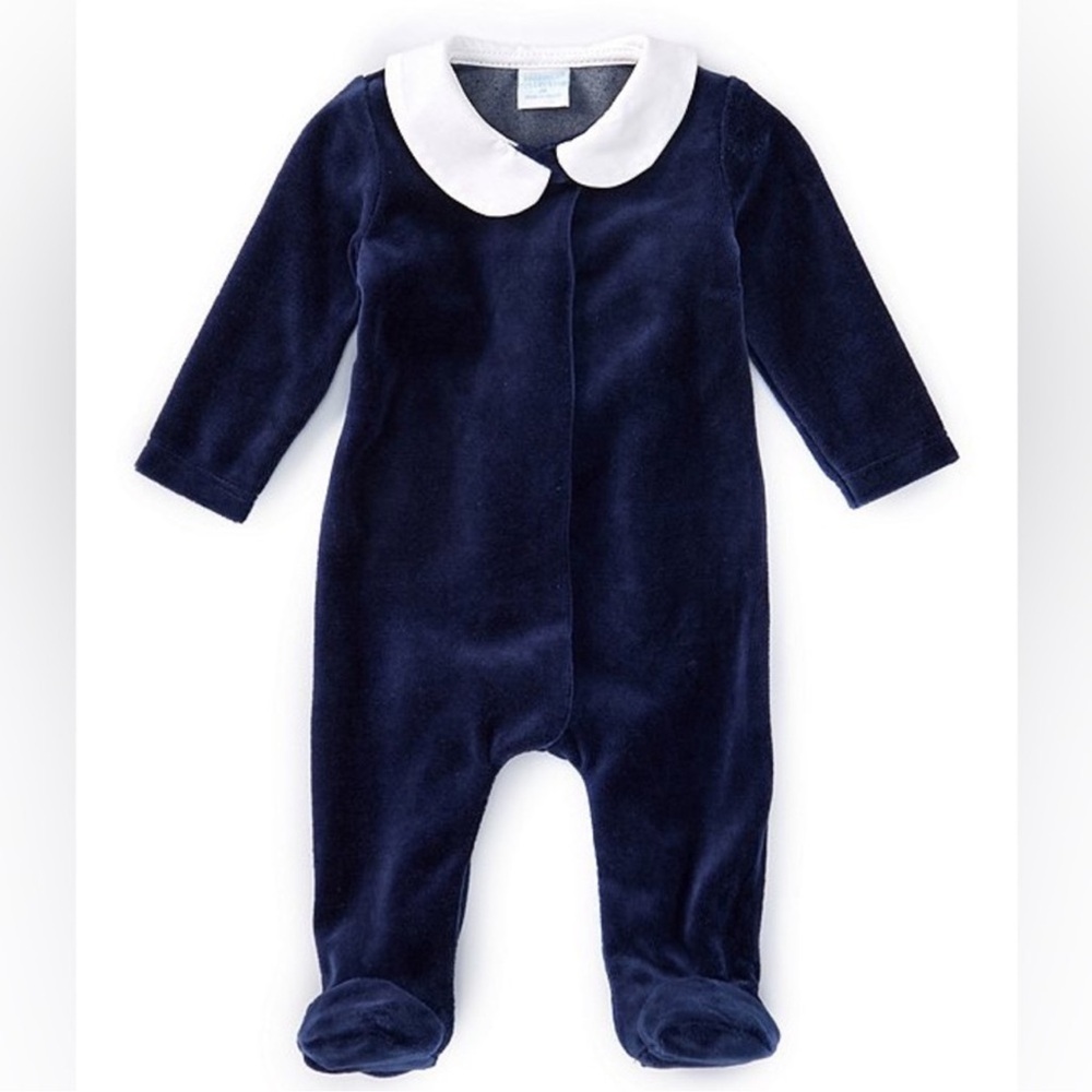 NWT Edgehill Collection Baby Boys Long Sleeve Velour Coverall Body Sz 3M